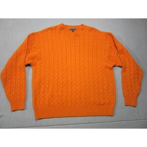 Robert Talbott Sweater Mens XL Orange Cashmere Cable Knit Crewneck Pullover Prep